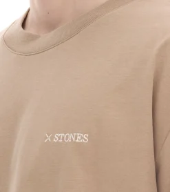 T-Shirts & Tank Tops*STONES Herren T-Shirt modernes Shirt aus Baumwolle Kurzarm-Shirt 240gsm mit Rundhals und Stick-Logo Oversized Fit Hellbraun