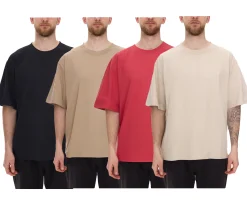 T-Shirts & Tank Tops*STONES Herren T-Shirt schlichtes Baumwoll-Shirt mit Rundhals und Stick-Logo Kurzarm-Shirt 240gsm Oversized Rot, Schwarz, Beige oder Hellbraun