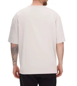 T-Shirts & Tank Tops*STONES Herren T-Shirt schlichtes Baumwoll-Shirt mit Rundhals und Stick-Logo Oversized Kurzarm-Shirt 240gsm Beige