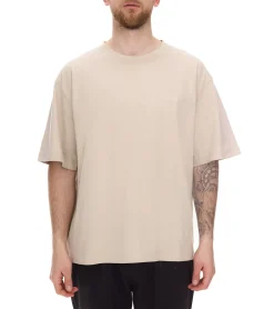 T-Shirts & Tank Tops*STONES Herren T-Shirt schlichtes Baumwoll-Shirt mit Rundhals und Stick-Logo Kurzarm-Shirt 240gsm Oversized Beige