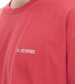 T-Shirts & Tank Tops*STONES Herren T-Shirt schlichtes Baumwoll-Shirt mit Rundhals und Stick-Logo Kurzarm-Shirt 240gsm Oversized Rot