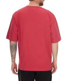 T-Shirts & Tank Tops*STONES Herren T-Shirt schlichtes Baumwoll-Shirt mit Rundhals und Stick-Logo Kurzarm-Shirt 240gsm Oversized Rot