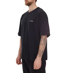 T-Shirts & Tank Tops*STONES Herren T-Shirt schlichtes Baumwoll-Shirt mit Rundhals und Stick-Logo Kurzarm-Shirt 240gsm Oversized Schwarz