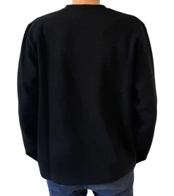 Pullover & Sweater*STONES Waffle Herren Sweat-Shirt aus Baumwolle in Waffel-Optik Oversized-Pullover mit Rundhals-Ausschnitt 400gsm Longsleeve Schwarz