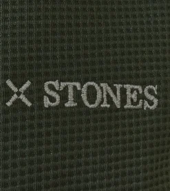 Pullover & Sweater*STONES Waffle Herren Sweat-Shirt aus Baumwolle in Waffel-Optik Oversized-Pullover mit Rundhals-Ausschnitt 400gsm Longsleeve Khaki