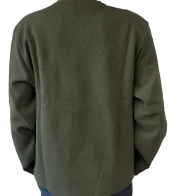 Pullover & Sweater*STONES Waffle Herren Sweat-Shirt aus Baumwolle in Waffel-Optik Oversized-Pullover mit Rundhals-Ausschnitt 400gsm Longsleeve Khaki