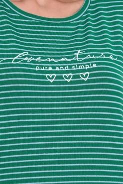 Sweater & Pullover*Street One Damen Langarm-Shirt gestreifter Pullover mit Schriftzug auf der Front Braun/Schwarz oder Grün/Weiß