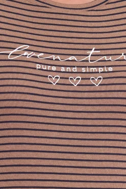 Sweater & Pullover*Street One Damen Langarm-Shirt gestreifter Pullover mit Schriftzug auf der Front 23254627 Braun