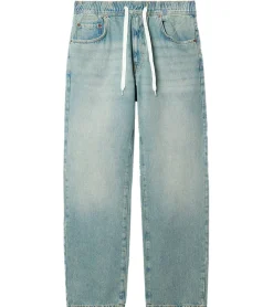 Jeans & Hosen*O46 stylische Herren Jeans im Jogger-Stil Denim-Hose Baggy Leg mit Bindeband BR-1200-203 Hell-Blau