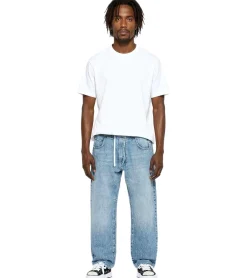 Jeans & Hosen*O46 stylische Herren Jeans im Jogger-Stil Denim-Hose Baggy Leg mit Bindeband BR-1200-1700 Hell-Blau