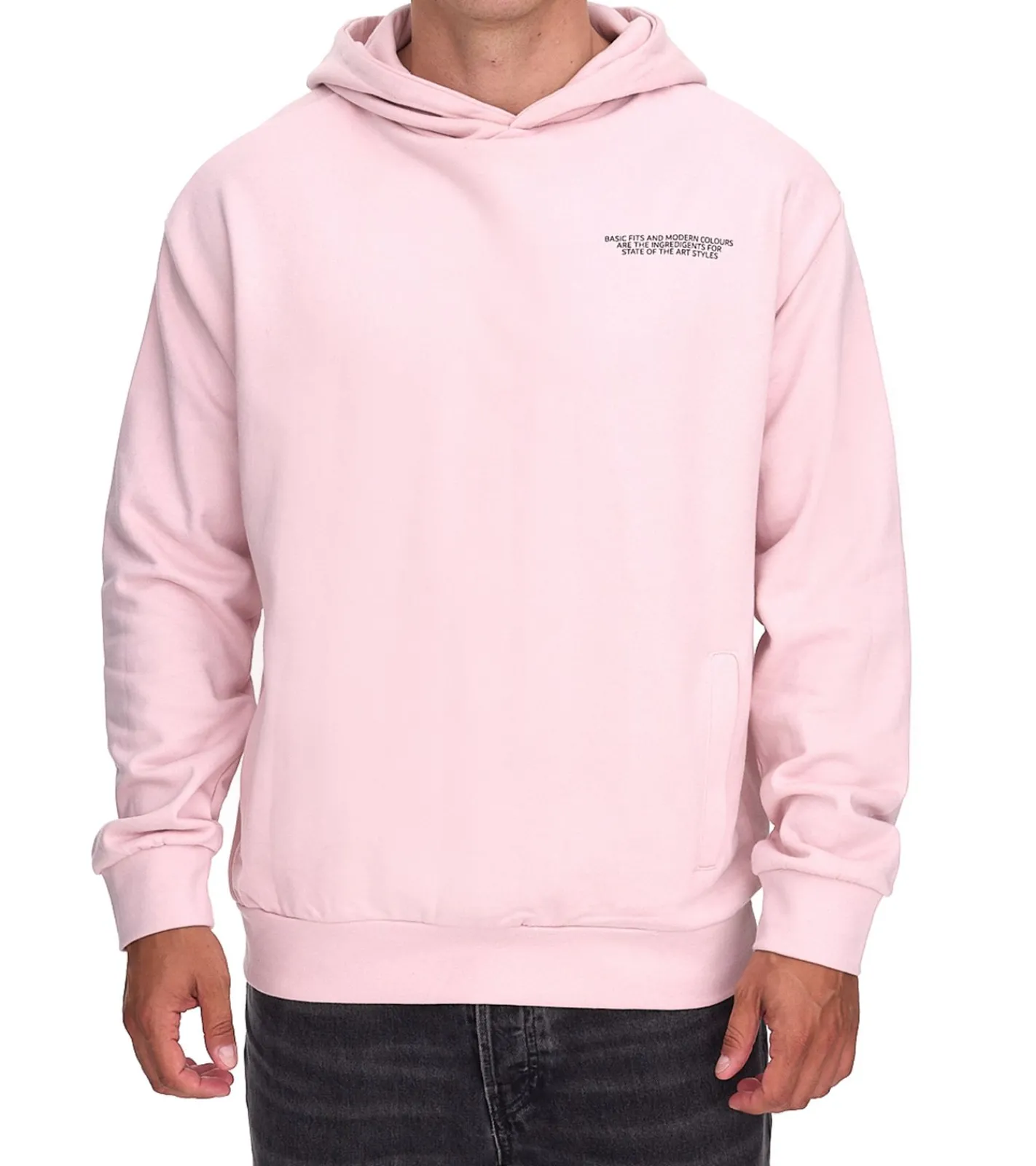 Pullover & Sweater*SUBLEVEL Herren Kapuzen-Pullover Baumwoll-Hoodie mit Eingriffstaschen Sweater H10014T21326A in Rosa oder Weiß
