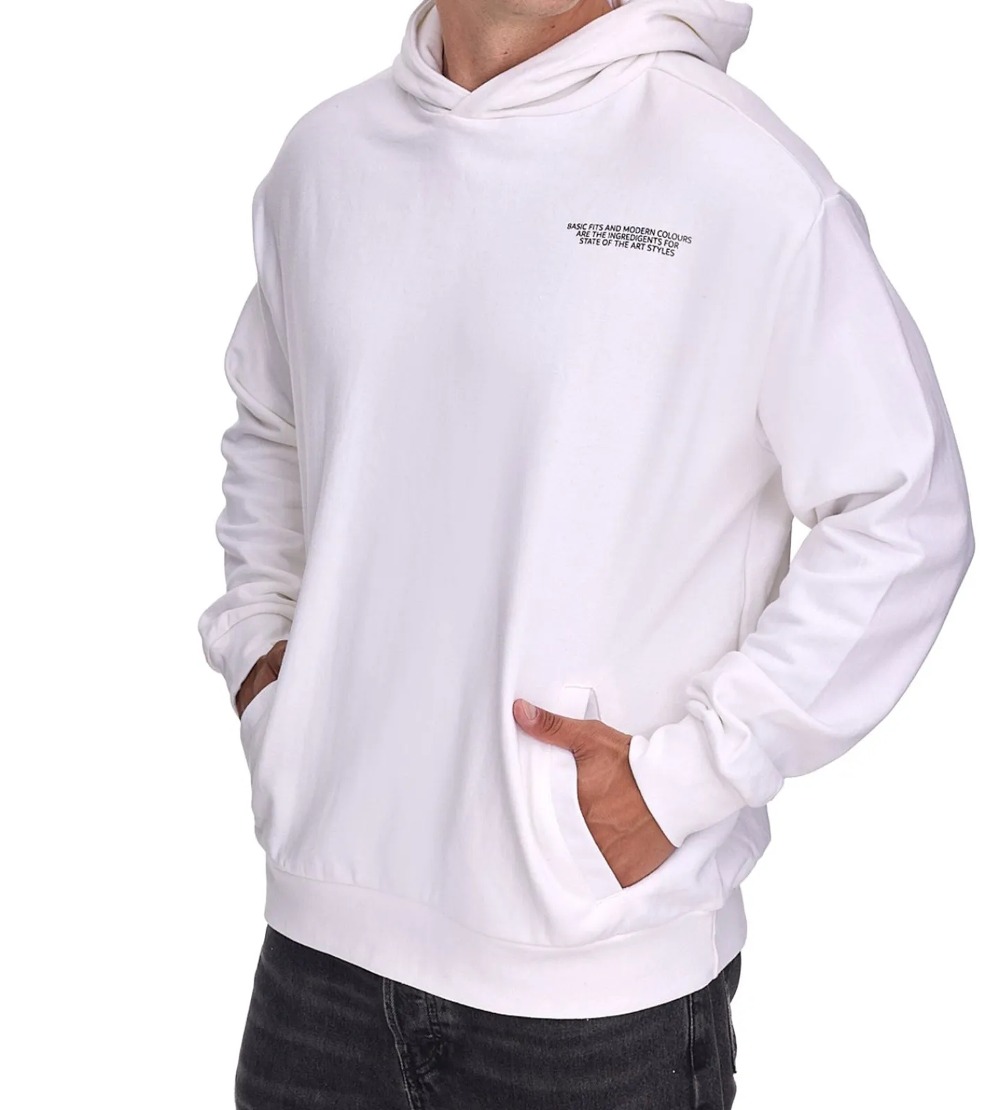 Pullover & Sweater*SUBLEVEL Herren Kapuzen-Pullover Baumwoll-Hoodie mit Eingriffstaschen Sweater H10014T21326A in Rosa oder Weiß