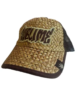 Caps & Mützen*Bio-Domes Headgear Sublime Unisex Trucker-Cap im Strohhut-Stil mit Logo-Stickerei stylische Baseball-Cap Fan-Artikel 8324SUB Beige/Braun