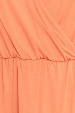 Kleider*Tamaris Aiud Damen Mini-Kleid langärmeliges Kleid im Wickel-Design 46059406 Orange