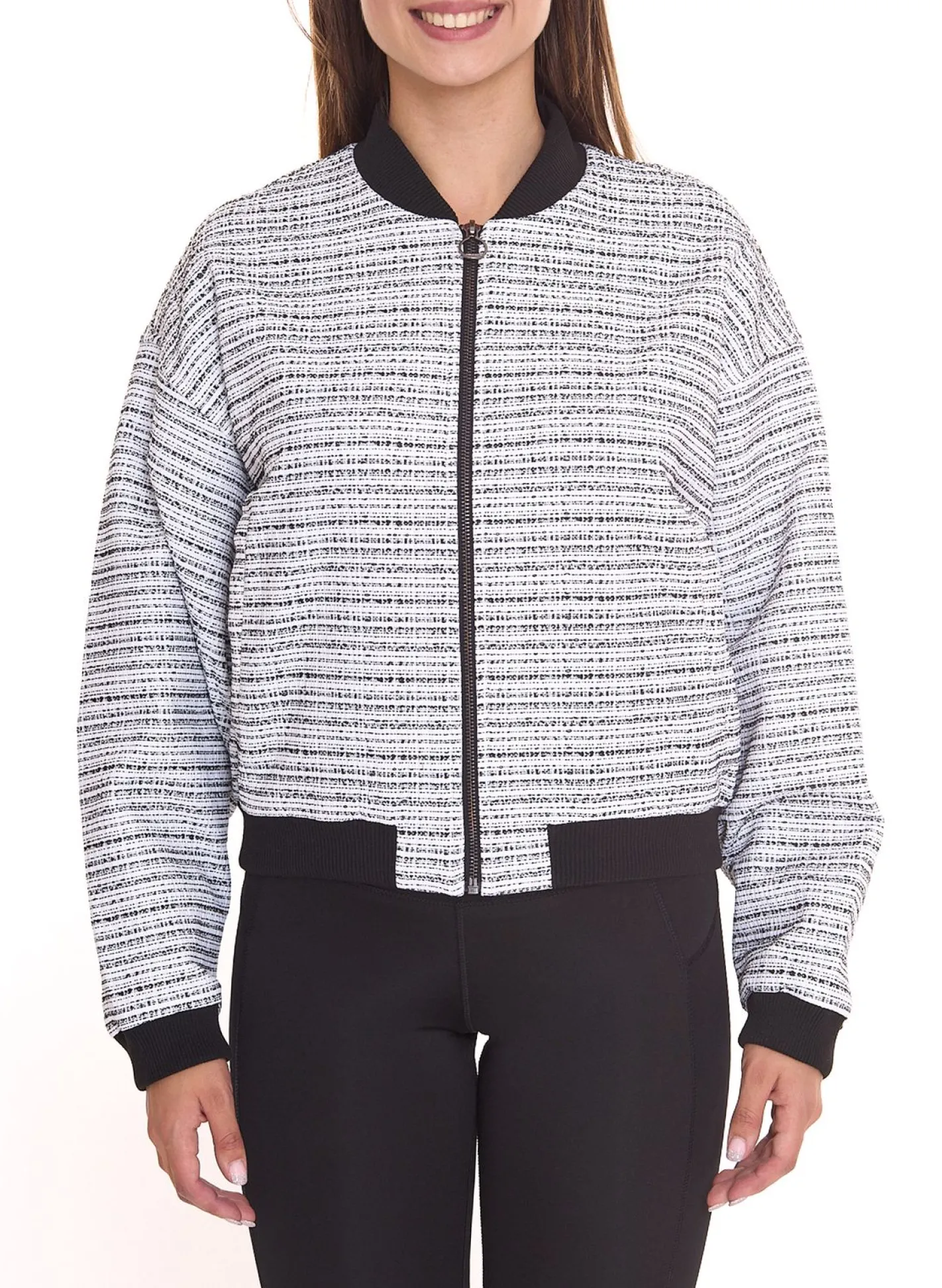 Mäntel & Jacken*Tamaris Atlantis Damen Bomberjacke gemusterte Langarm-Jacke 61941649 Weiß/Schwarz