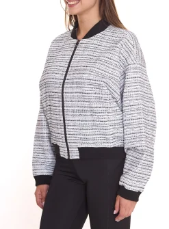 Mäntel & Jacken*Tamaris Atlantis Damen Bomberjacke gemusterte Langarm-Jacke 61941649 Weiß/Schwarz