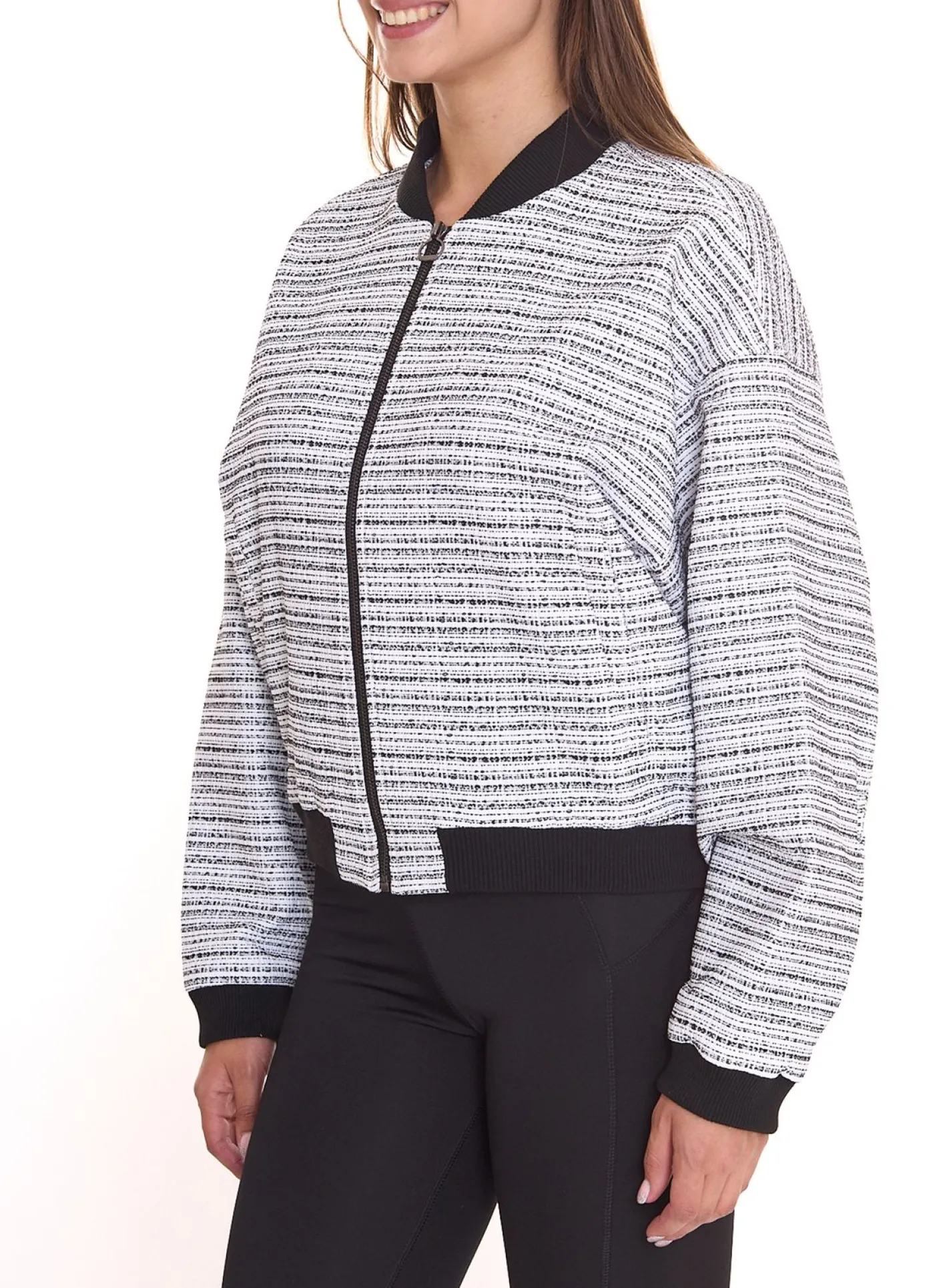 Mäntel & Jacken*Tamaris Atlantis Damen Bomberjacke gemusterte Langarm-Jacke 61941649 Weiß/Schwarz