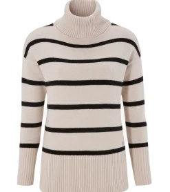 Sweater & Pullover*Tamaris Damen Strick-Pullover Oversized Pulli mit großem Rollkragen 25643142 Beige/Schwarz