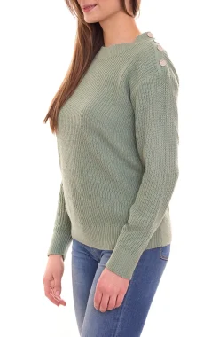 Sweater & Pullover*Tamaris Strick-Pullover Damen Rundhals Pulli mit Knöpfen 33918701 Grün