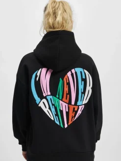 Sweater & Pullover*The Couture Club Kapuzenpullover mit Herz-Slogan und Puff-Print in Schwarz