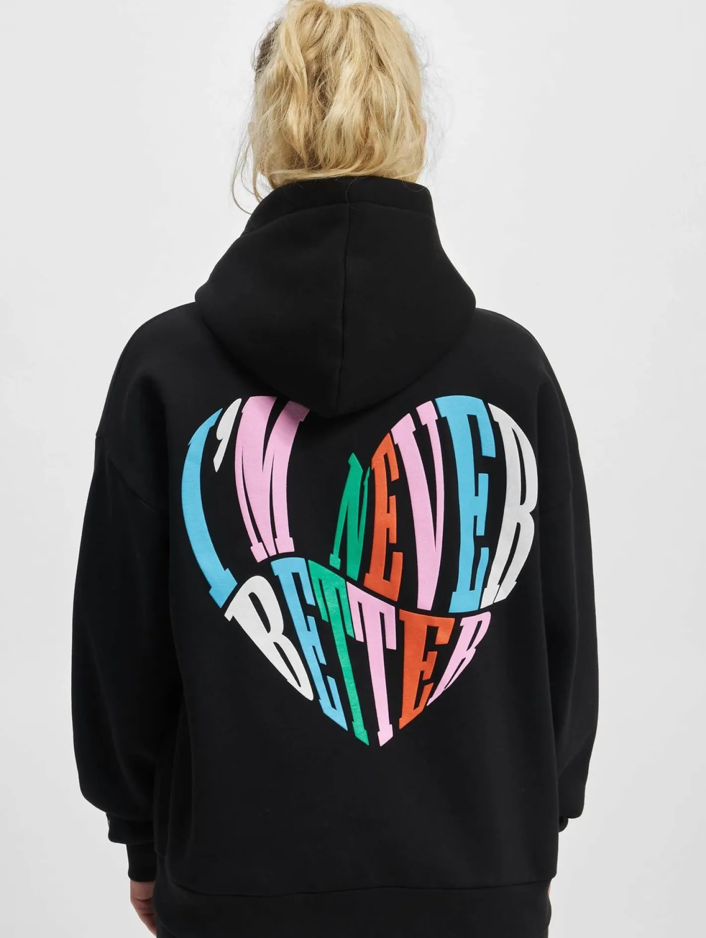 Sweater & Pullover*The Couture Club Kapuzenpullover mit Herz-Slogan und Puff-Print in Schwarz