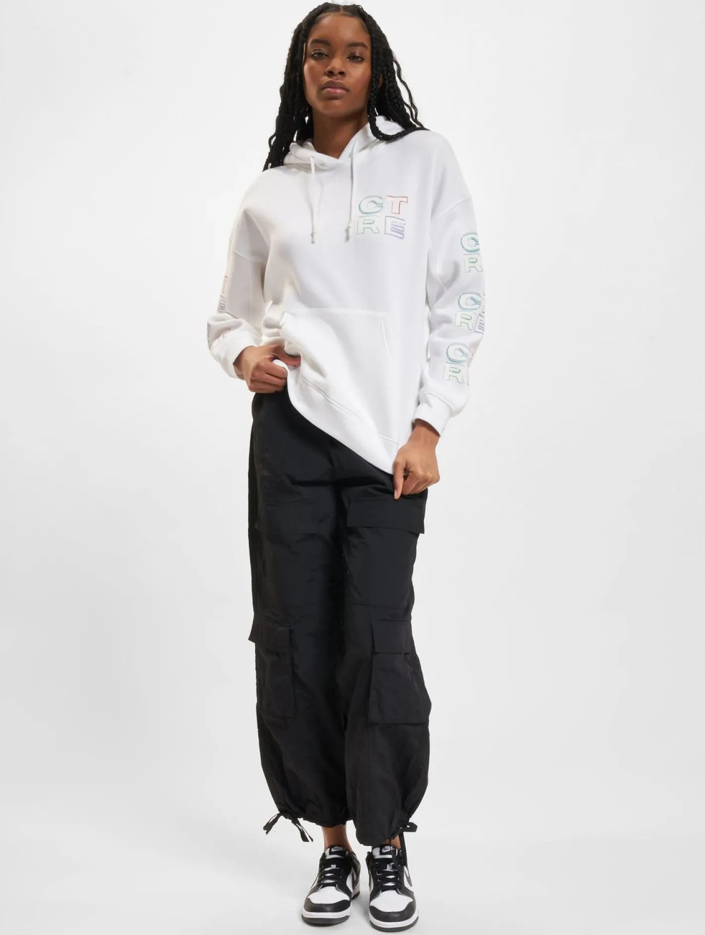 Sweater & Pullover*The Couture Club Oversize-Kapuzenpullover mit bunten Grafiken, Offwhite