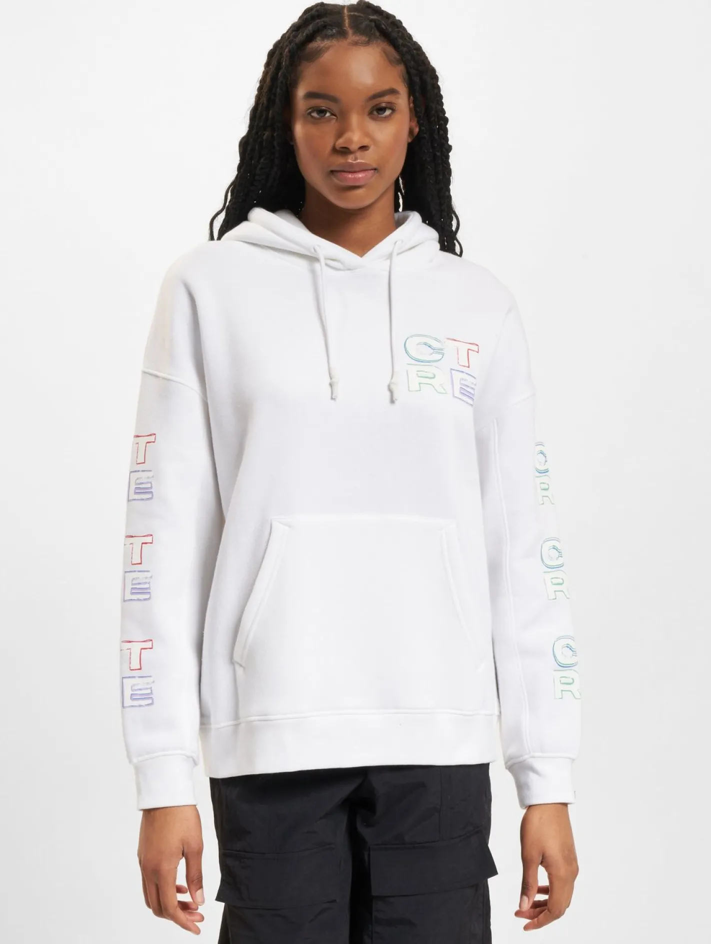 Sweater & Pullover*The Couture Club Oversize-Kapuzenpullover mit bunten Grafiken, Offwhite