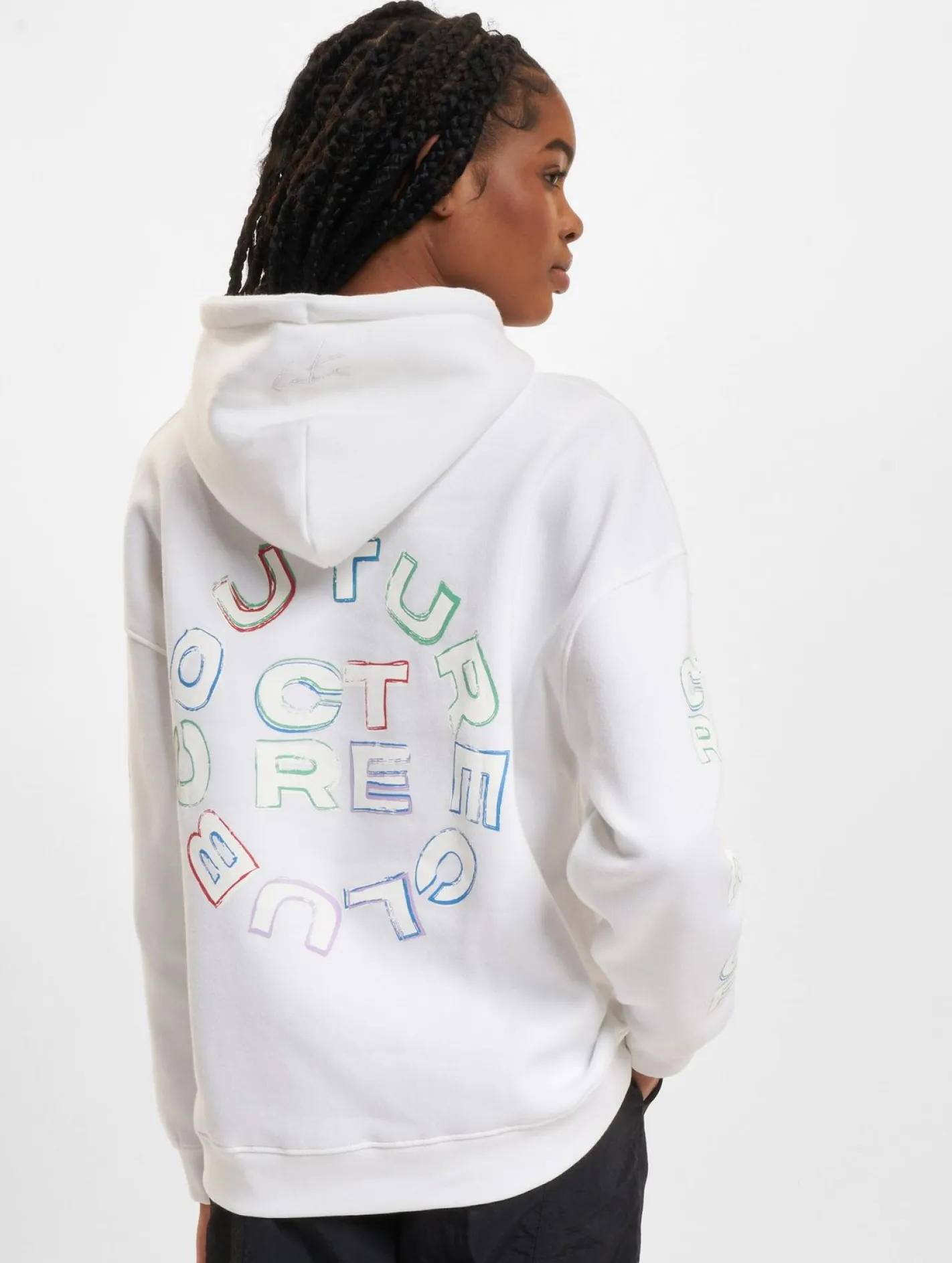 Sweater & Pullover*The Couture Club Oversize-Kapuzenpullover mit bunten Grafiken, Offwhite