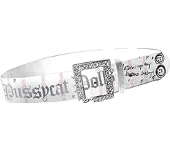 Gürtel*BioworldMerch THE PUSSYCAT DOLLS Gürtel für Damen Einheitsgröße 95cm mit auffälliger Schnalle BT110456PCD3 Weiß/Pink
