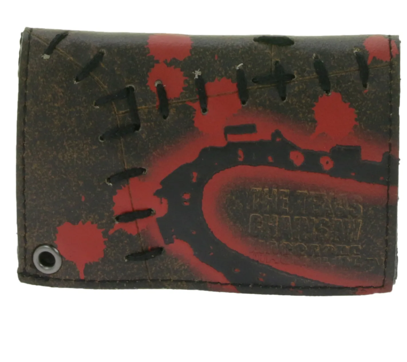 Portemonnaies & Geldbörsen*BioworldMerch THE TEXAS GAINSAW MASSAGRE Leder-Geldbörse mit roten sprinkelförmigem-Motiv Metalldruckknöpfen und Kette Rockiger Gothic-Style LW104782TCM Schwarz/Rot