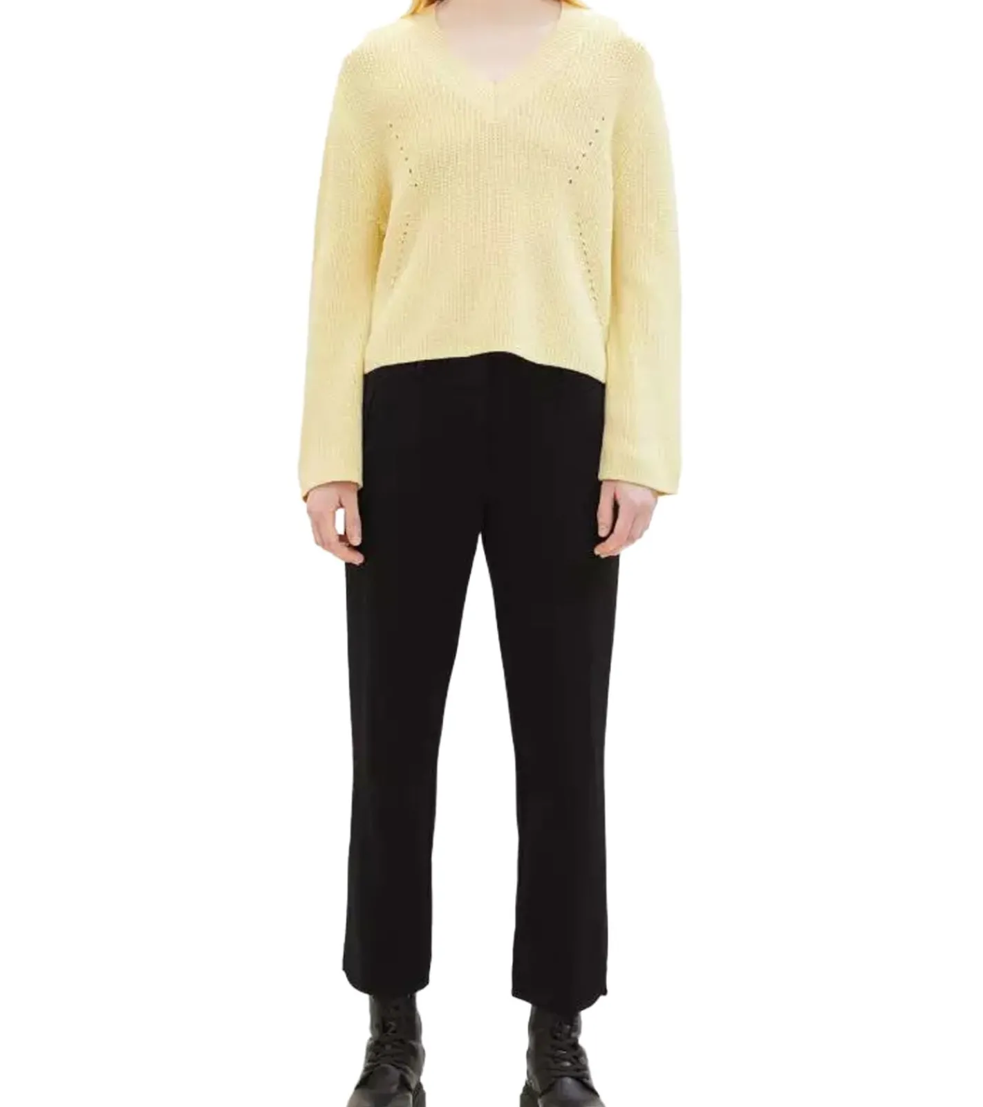 Sweater & Pullover*Tom Tailor Damen Strick-Pullover kuscheliger weicher Pulli mit V-Ausschnitt 11928546 Gelb