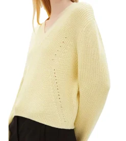 Sweater & Pullover*Tom Tailor Damen Strick-Pullover kuscheliger weicher Pulli mit V-Ausschnitt 11928546 Gelb
