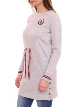 Kleider*Tom Tailor POLO TEAM Damen Baumwoll-Kleid mit Knöpfen 21499233 Grau