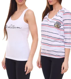 Tops & T-Shirts*Tom Tailor T-Shirt Set Damen Sommer-Shirt und Baumwoll-Top 34300140 Weiß/Blau/Rot