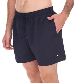 Nachtwäsche & Bademode*Tommy Hilfiger Medium Drawstring Herren Badehose nachhaltige Schwimm-Shorts mit Logo und Taschen UM0UM02793DW5 Dunkelblau