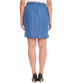 Röcke*TRUE style Damen Rock mit seitlichen Eingriffstaschen Lyocell-Rock Mini-Rock Sommer-Hose 7835962 Blau