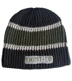 Caps & Mützen*Bio-Domes Headgear Trust Co Unisex Häkel-Mütze Winter-Mütze weiche Strick-Mütze mit Streifen Baumwoll-Mütze 1551TRT Navy/Weiß/Grün