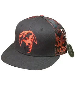 Caps & Mützen*BioworldMerch Tupac Damen und Herren Hip Hop Cap mit Tupac-Stickerei Flat-Rim TC108517TUP4 Schwarz/Rot