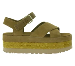 Zehentrenner & Sandalen*UGG Australia Aubrey Ankle Strap Damen Echtleder-Sandalette Plateau Sommer-Schuhe mit EVA-Sohle W/1167471 in Braun oder Schwarz