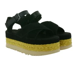 Zehentrenner & Sandalen*UGG Australia Aubrey Ankle Strap Damen Echtleder-Sandalette Plateau Sommer-Schuhe mit EVA-Sohle W/1167471 in Braun oder Schwarz