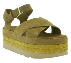 Zehentrenner & Sandalen*UGG Australia Aubrey Ankle Strap Damen Echtleder-Sandalette Plateau Sommer-Schuhe mit EVA-Sohle W/1167471 Braun