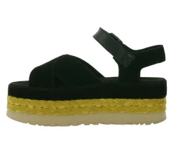 Zehentrenner & Sandalen*UGG Australia Aubrey Ankle Strap Damen Echtleder-Sandalette Plateau Sommer-Schuhe mit EVA-Sohle W/1167471 Schwarz