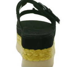 Zehentrenner & Sandalen*UGG Australia Aubrey Slide Damen Echtleder-Schlappen Plateau Pantoletten Sommer-Schuhe mit EVA-Sohle W/1167451 Schwarz