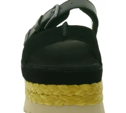 Zehentrenner & Sandalen*UGG Australia Aubrey Slide Damen Echtleder-Schlappen Plateau Pantoletten Sommer-Schuhe mit EVA-Sohle W/1167451 Schwarz oder Braun