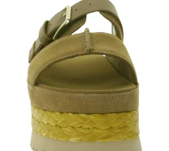 Zehentrenner & Sandalen*UGG Australia Aubrey Slide Damen Echtleder-Schlappen Plateau Pantoletten Sommer-Schuhe mit EVA-Sohle W/1167451 Braun