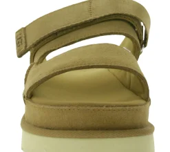 Zehentrenner & Sandalen*UGG Australia Goldenstar Slide Damen nachhaltige Echtleder-Schuhe mit EVA-Sohle Plateau-Sandale Sandalette mit Klettverschluss 1167399 Braun