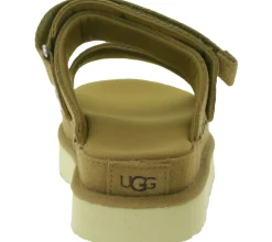Zehentrenner & Sandalen*UGG Australia Goldenstar Slide Damen nachhaltige Echtleder-Schuhe mit EVA-Sohle Plateau-Sandale Sandalette mit Klettverschluss 1167399 Braun