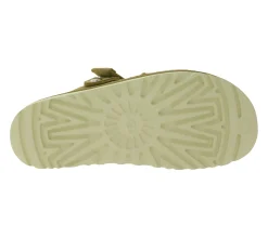 Zehentrenner & Sandalen*UGG Australia Goldenstar Slide Damen nachhaltige Echtleder-Schuhe mit EVA-Sohle Plateau-Sandale Sandalette mit Klettverschluss 1167399 Braun