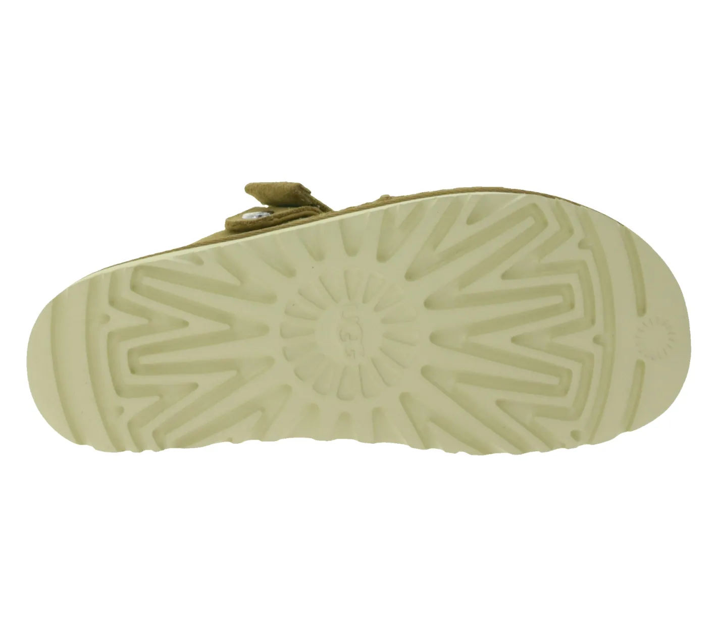 Zehentrenner & Sandalen*UGG Australia Goldenstar Slide Damen nachhaltige Echtleder-Schuhe mit EVA-Sohle Plateau-Sandale Sandalette mit Klettverschluss 1167399 Braun