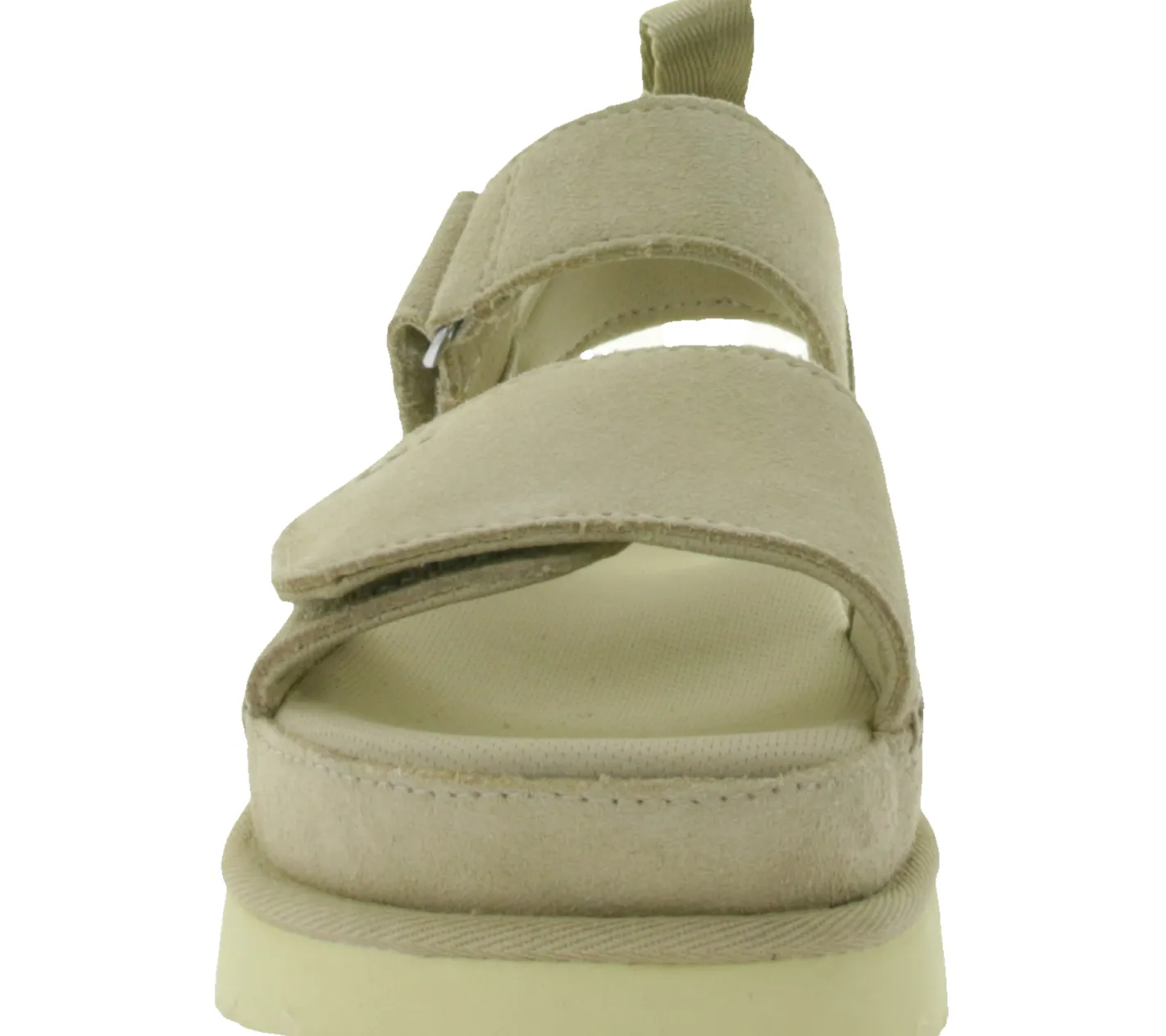 Zehentrenner & Sandalen*UGG Australia Goldenstar Damen nachhaltige Echtleder-Schuhe mit EVA-Sohle Plateau-Sandale Sandalette mit Klettverschluss 1136783-SAN Beige